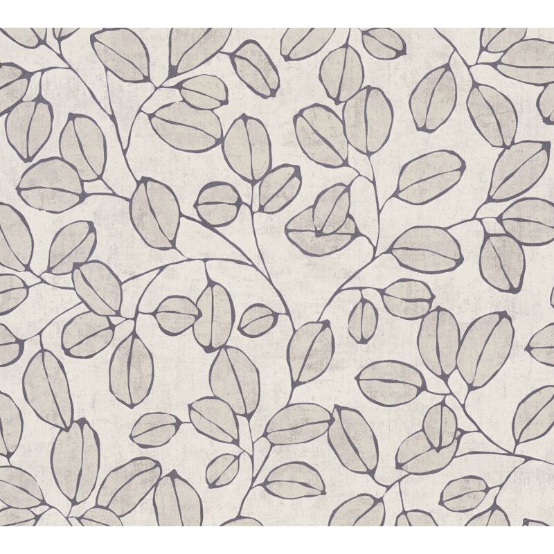 Vliestapete Grau/Weiß mit skandinavischem Blätterdesign AS Creation (791484)