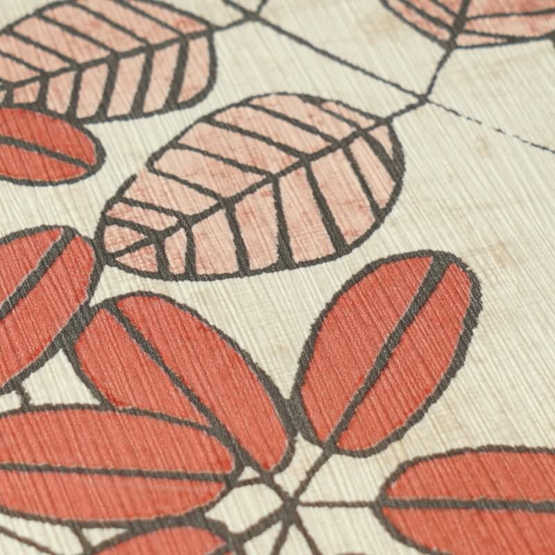 Vliestapete Beige mit grün-rotem skandinavischem Blättermuster AS Creation (791492)