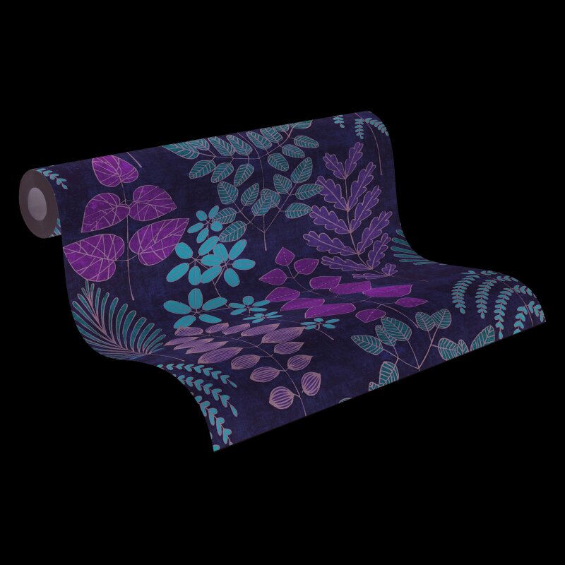 Vliestapete Beige mit grün-rotem skandinavischem Blättermuster AS Creation (791492)