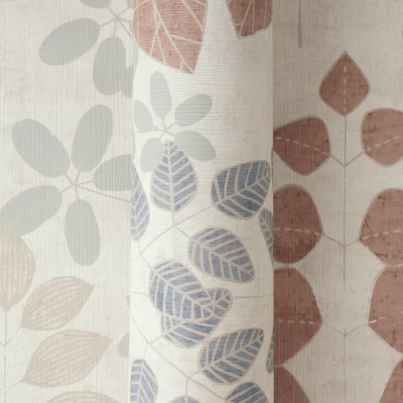 Vliestapete Beige mit blau-braunem skandinavischem Blättermuster AS Creation (791493)