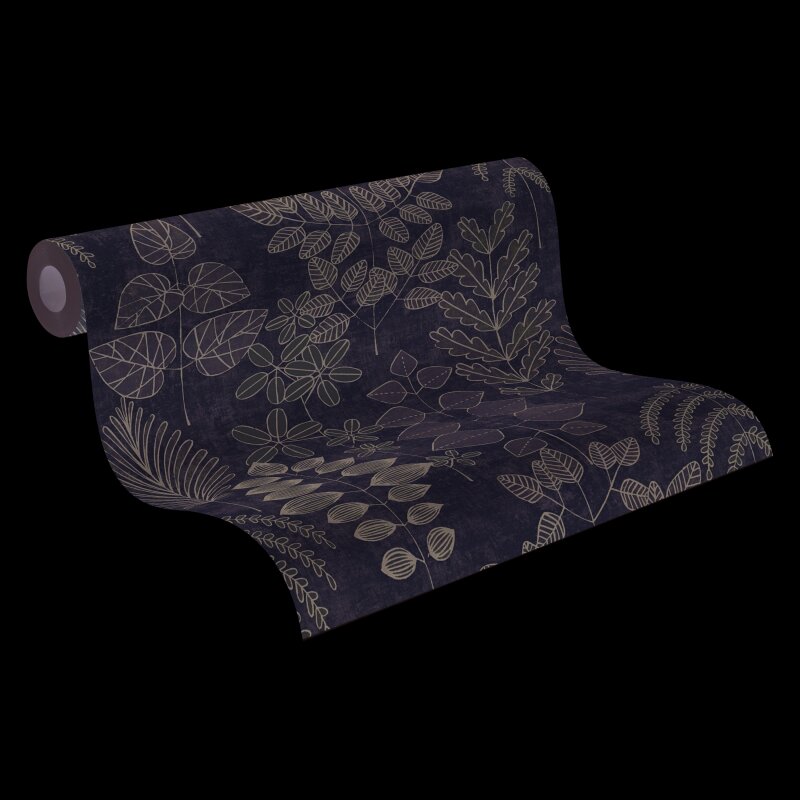 Vliestapete Grau mit skandinavischem Blättermuster AS Creation (791495)