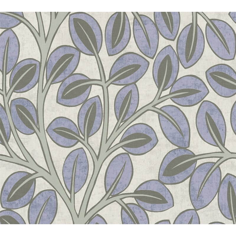 Vliestapete Blau/Grün mit modernem Blatt- und Astmotiv AS Creation (791501)
