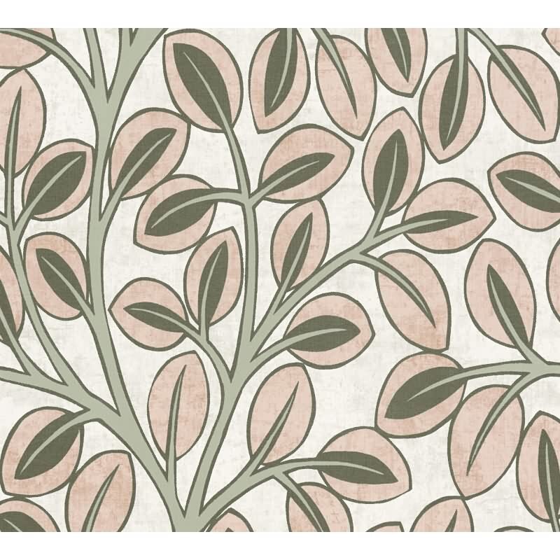 Vliestapete Rosa/Grün mit modernem Blatt- und Astmotiv AS Creation (791502)
