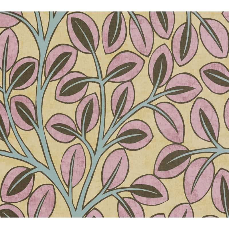 Vliestapete Gelb/Rosa mit modernem Ast- und Blattmotiv AS Creation (791504)
