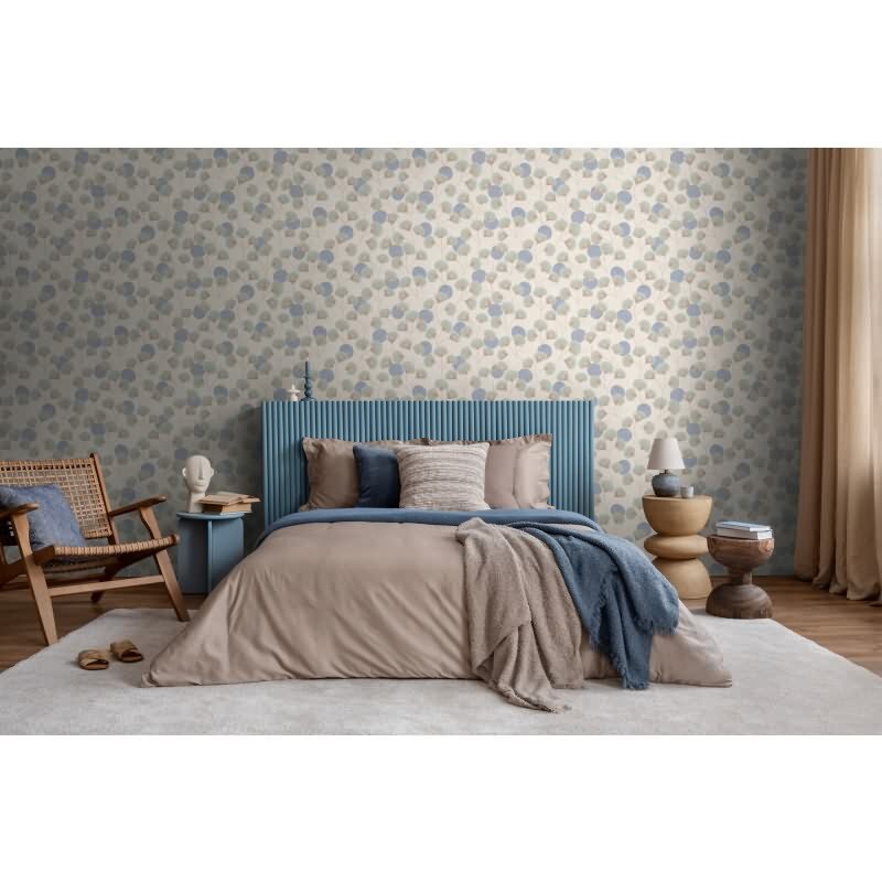 Vliestapete Blau/Beige mit modernem floralen Design AS Creation (791511)