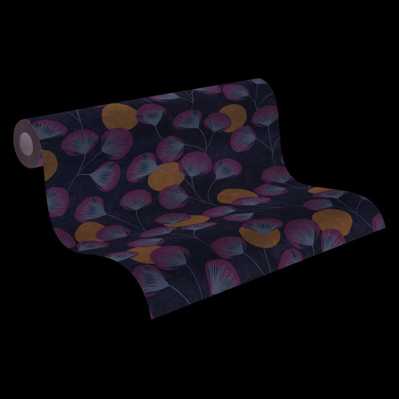 Vliestapete Blau/Beige mit modernem floralen Design AS Creation (791511)