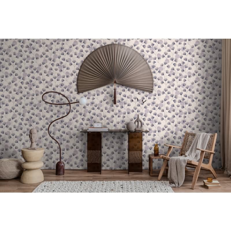 Vliestapete Blau/Grau mit zartem floralen Blättermuster AS Creation (791512)