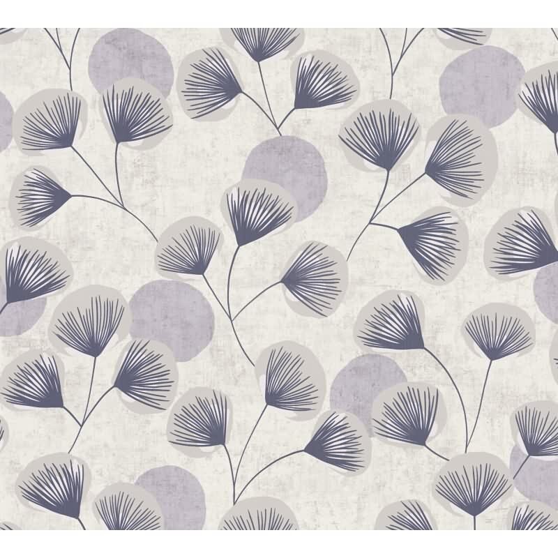 Vliestapete Blau/Grau mit zartem floralen Blättermuster AS Creation (791512)