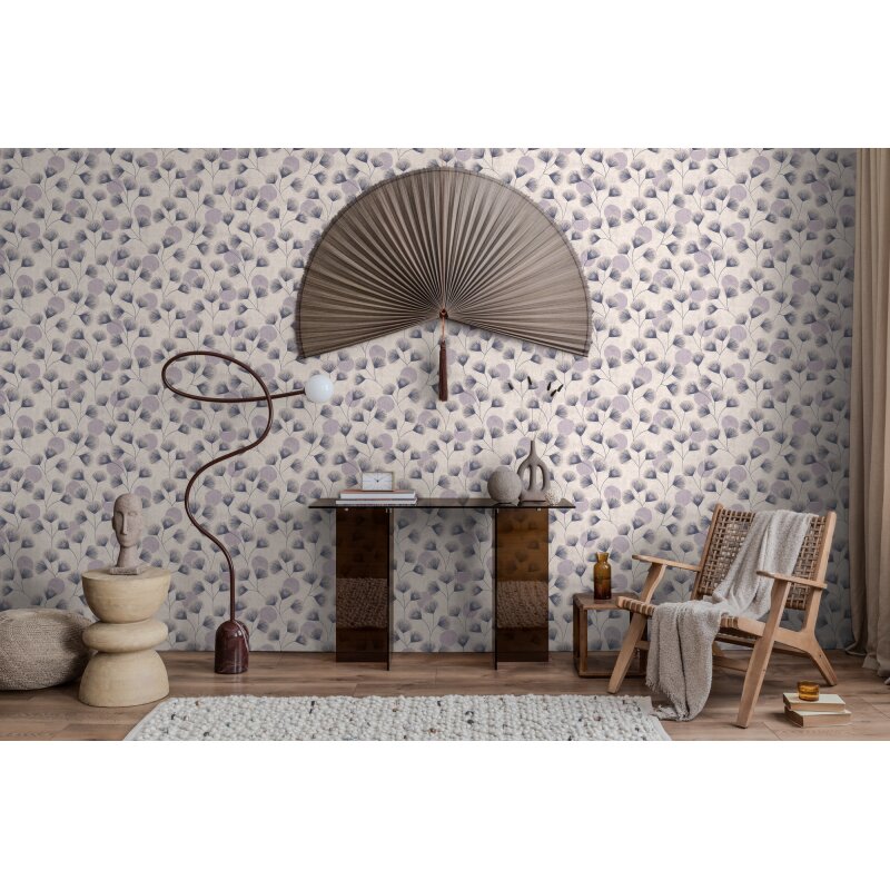 Vliestapete Blau/Grau mit zartem floralen Blättermuster AS Creation (791512)