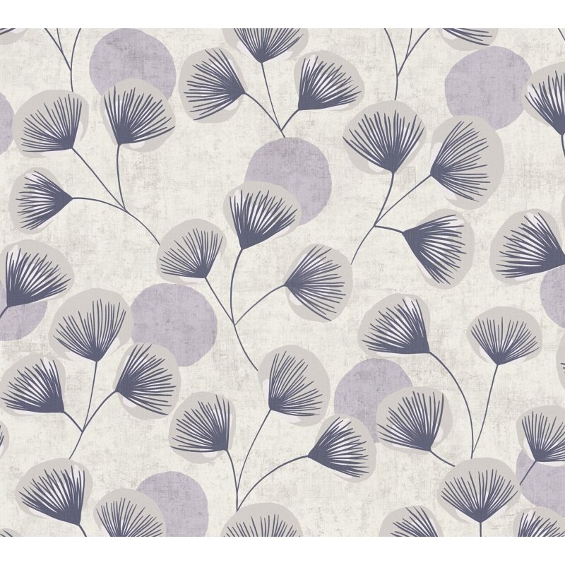Vliestapete Blau/Grau mit zartem floralen Blättermuster AS Creation (791512)