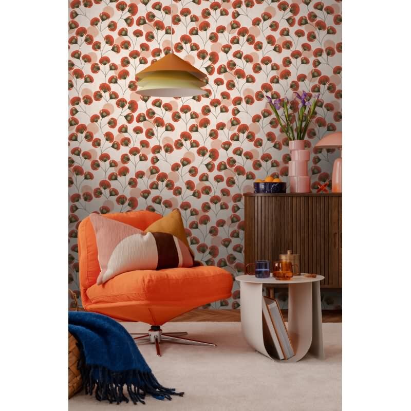 Vliestapete Rot/Rosa mit modernem floralen Blättermuster AS Creation (791513)