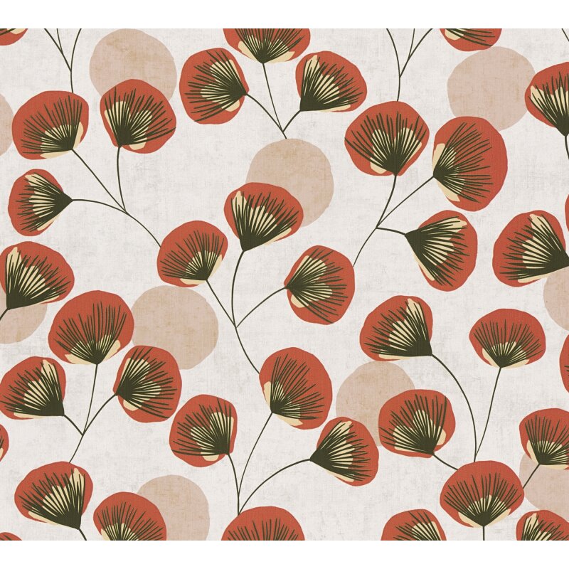 Vliestapete Rot/Rosa mit modernem floralen Blättermuster AS Creation (791513)