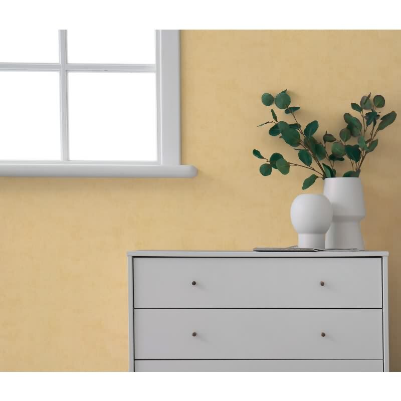 Vliestapete Nordic Feeling Gelb – moderne Unitapete in Textil-Betonoptik AS Creation (791542)