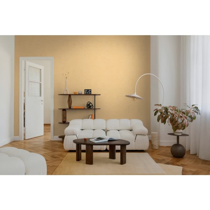 Vliestapete Nordic Feeling Gelb – moderne Unitapete in Textil-Betonoptik AS Creation (791542)