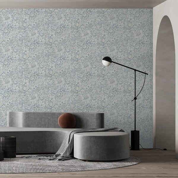 Tapete Blau, Grau, Silber, Pastellfarben Marburg Vliestapete (33953)