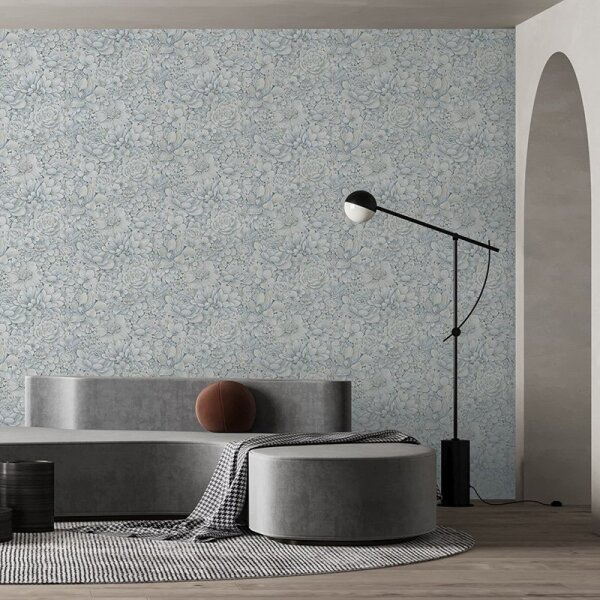 Tapete Blau, Grau, Silber, Pastellfarben Marburg Vliestapete (33953)