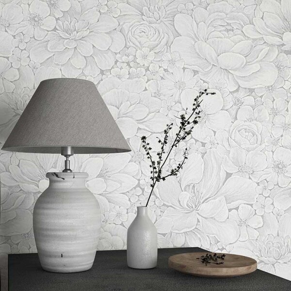 Tapete Grau, Silber, Weiß Marburg Vliestapete (33952)