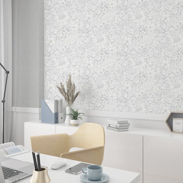 Tapete Grau, Silber, Weiß Marburg Vliestapete (33952)