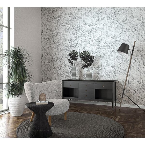 Tapete Grau, Silber, Weiß Marburg Vliestapete (33308)