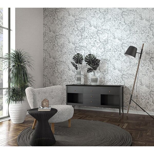 Tapete Grau, Silber, Weiß Marburg Vliestapete (33308)