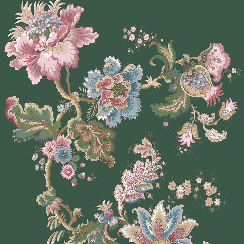 Digitaldruck-Tapete Blau, Braun, Grün, Rosa, Rose Rasch (711851)