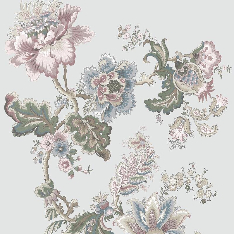 Digitaldruck-Tapete Blau, Grau, Silber, Grün, Rosa, Rose Rasch (711844)