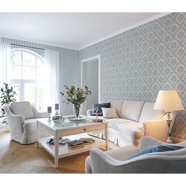 Tapete Beige, Creme, Blau, Grau, Silber Rasch Vliestapete (570533)