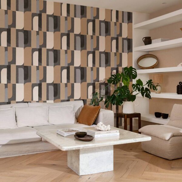 Tapete Braun, Greige, Schwarz, Anthrazit Rasch Vliestapete (330533)