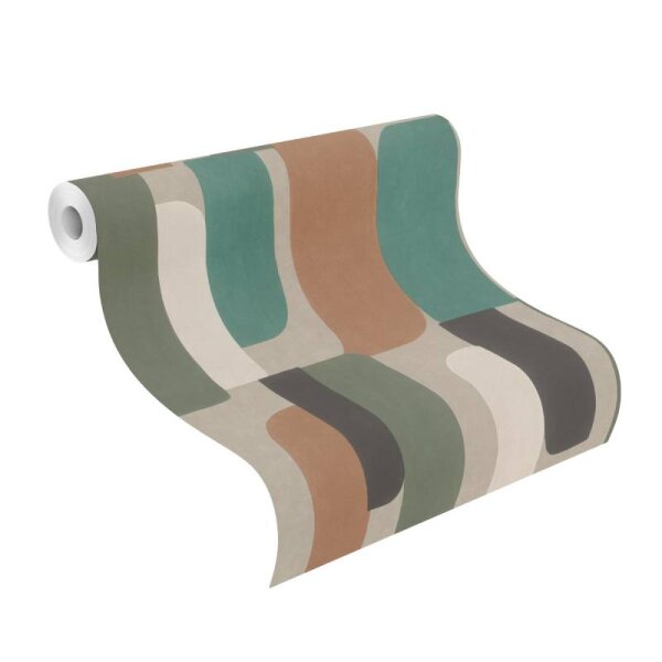 Tapete Braun, Greige, Grün, Schwarz, Anthrazit Rasch Vliestapete (330526)