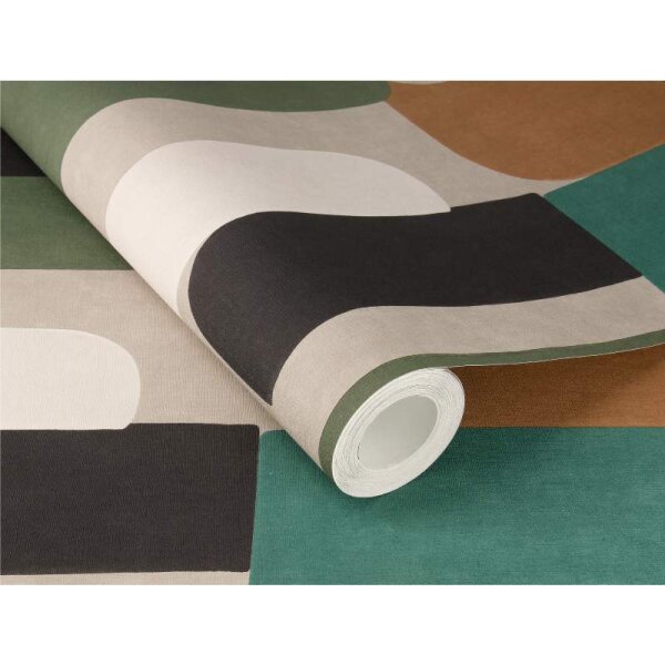 Tapete Braun, Greige, Grün, Schwarz, Anthrazit Rasch Vliestapete (330526)