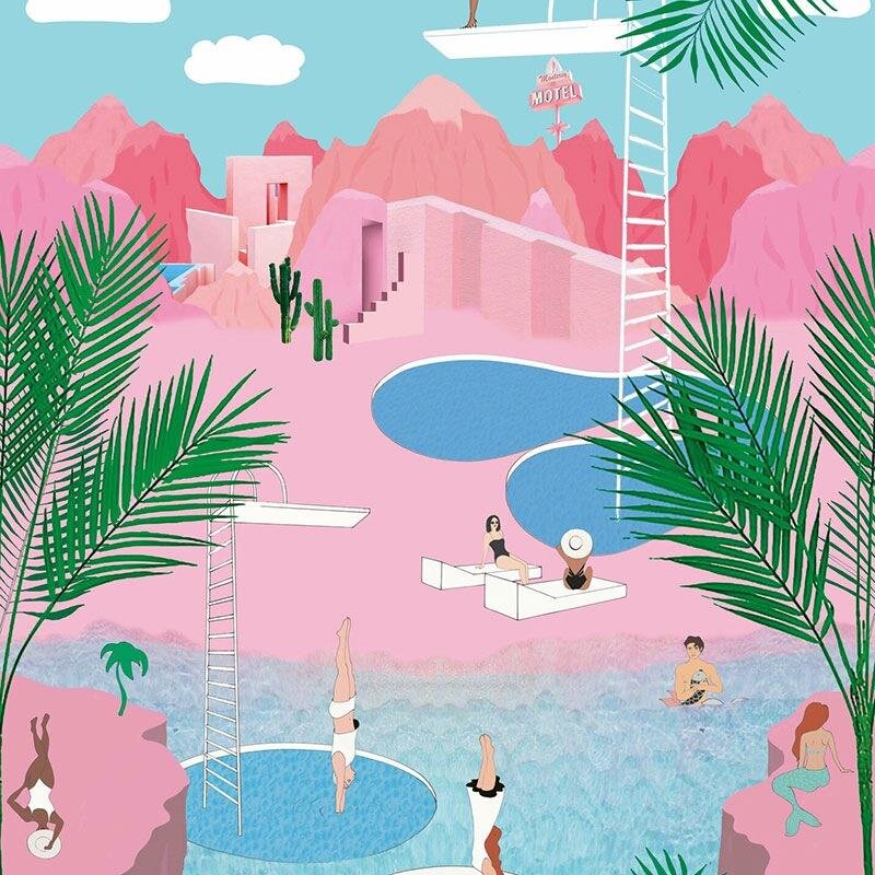 Digitaldruck-Tapete Blau, Rosa, Rose Studio Onszelf (557596)