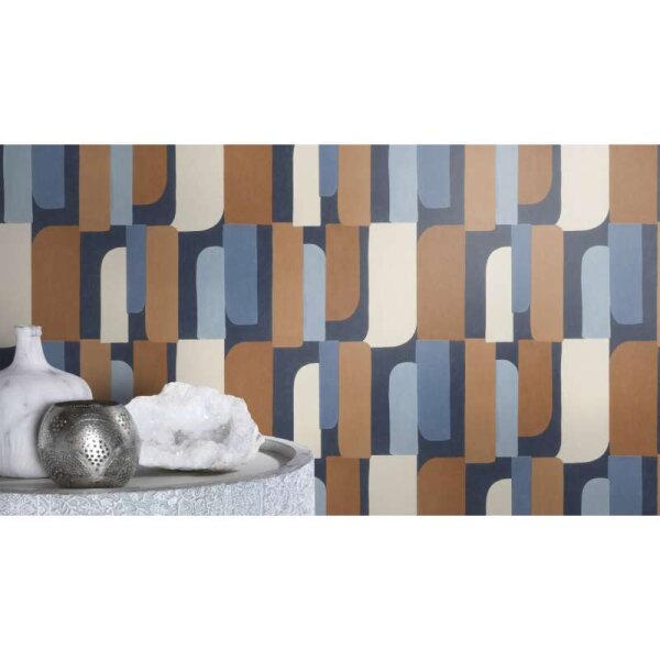 Tapete Beige, Creme, Blau, Braun Rasch Vliestapete (330519)