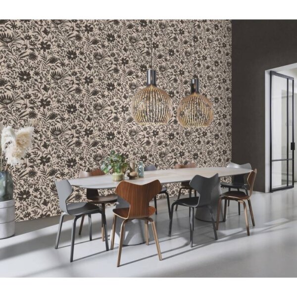 Tapete Greige, Schwarz, Anthrazit Rasch Vliestapete (330434)