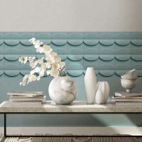 Bord&uuml;re Blau, T&uuml;rkis Marburg Vlies (34492)