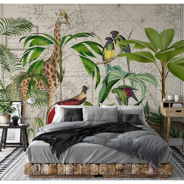 Digitaldruck-Tapete Palm Tree Map livingwalls (DD119741)