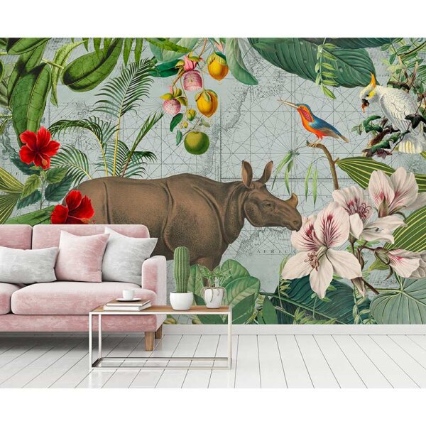 Digitaldruck-Tapete Jungle Rhino livingwalls (DD119725)